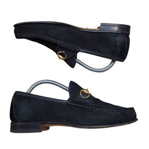 Gucci Horse Bit Black Suede Loafers Size 7.5us mens